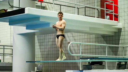 Georgia diver Zach Allen prepares for a dive during the NCAA Zone B Championships Tuesday in Athens.