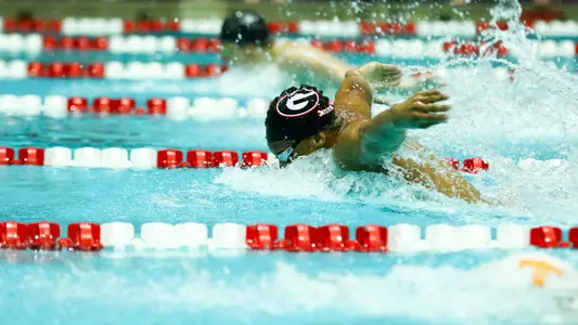 Georgia swimmer Camden Murphy during a meet against Tennessee in the Gabrielsen Natatorium in Athens, Ga., on Sat., Jan. 25, 2020. (Photo by Tony Walsh)