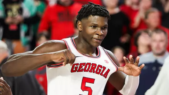Georgia basketball player Anthony Edwards (5) during a game against Arkansas at Stegeman Coliseum in Athens, Ga., on Sat., Feb. 29, 2020. (Photo by Chamberlain Smith)