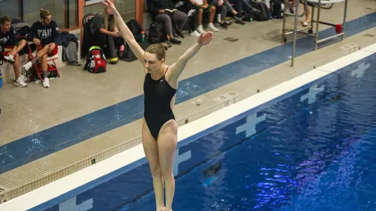 Georgia diver McKensi Austin during the NCAA Zone B Diving Championship at the Gabrielsen Natatorium in Athens, Ga., on Mon., Mar. 9, 2020. (Photo by Chamberlain Smith)