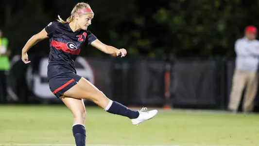 Georgia midfielder Ashley Anderson (21) during a match against Kentucky at the Turner Soccer Complex in Athens, Ga., on Thursday, Oct. 24, 2019. (Photo by Chamberlain Smith)