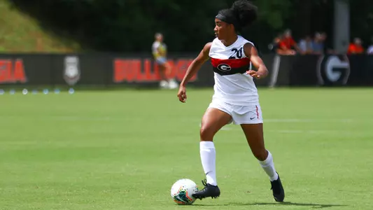 Georgia forward Chloe Chapman (20) during a game against Maryland at the Turner Soccer Complex in Athens, Ga., on Sunday, Sept. 1, 2019. (Photo by Tony Walsh)