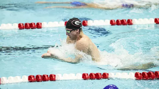 Georgia swimmer Jack Dalmolin during a meet against Florida at the Gabrielsen Natatorium in Athens, Ga., on Friday, Oct. 30, 2020. (Photo by Tony Walsh)