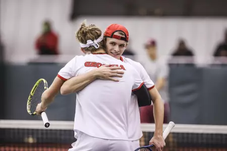 Georgia tennis player Erik Grevelius during a tennis match against Florida State at the Dan Magill Tennis Complex in Athens, Ga., on Sunday, January 24, 2021. (Photo by Tony Walsh)