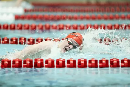 Freshman Jake Magahey competes for Georgia during its meet against South Carolina.