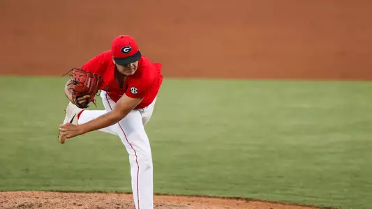 Georgia pitcher Liam Sullivan (14) during a game against Western Carolina at Foley Field in Athens, Ga., on Sunday, Oct. 10, 2021. (Photo by Mackenzie Miles)