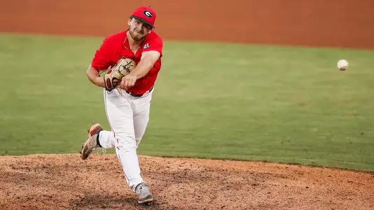 Georgia pitcher Collin Caldwell (47) during a game against Western Carolina at Foley Field in Athens, Ga., on Sunday, Oct. 10, 2021. (Photo by Mackenzie Miles)