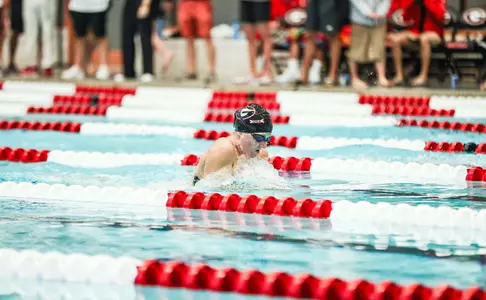 Georgia swimmer Danielle Della Torre competes against South Carolina on Oct. 23, 2021 at Gabrielsen Natatorium.