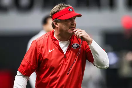 Georgia head coach Kirby Smart during the Bulldogs’ practice session in Athens, Ga., on Tuesday, Sept. 21, 2021. (Photo by Mackenzie Miles)