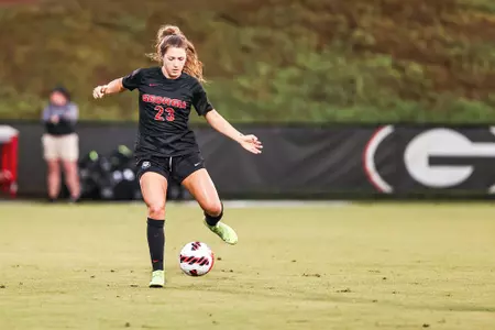 Georgia midfielder Bella Ponzi (23) during a match against Campbell University at Jack Turner Soccer Complex in Athens, Ga., on Thursday, Aug. 19, 2021. (Photo by Mackenzie Miles)