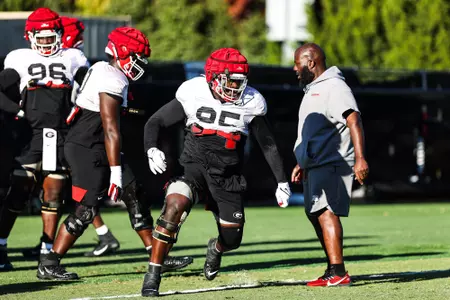 Georgia defensive lineman Devonte Wyatt (95) during the Bulldogs’ practice session in Athens, Ga., on Monday, Nov. 1, 2021. (Photo by Tony Walsh)