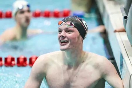 Georgia swimmer Jake Magahey during a meet against UNC at the Gabrielsen Natatorium in Athens, Ga., on Friday, Oct. 22, 2021. (Photo by Tony Walsh)