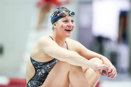 Georgia swimmer Abby McCulloh during a meet against UNC at the Gabrielsen Natatorium in Athens, Ga., on Friday, Oct. 22, 2021. (Photo by Tony Walsh)