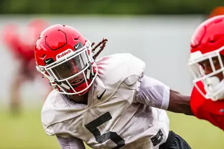 Georgia defensive back Kelee Ringo (5) during the Bulldogs’ practice session in Athens, Ga., on Monday, Oct. 4 2021. (Photo by Tony Walsh)