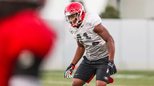 Georgia inside linebacker Channing Tindall (41) during the Bulldogs’ practice session  in Athens, Ga., on Monday, Nov. 22, 2021. (Photo by Mackenzie Miles)