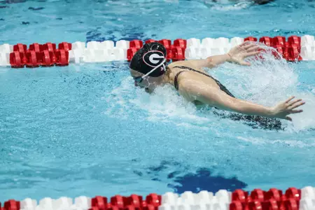 Georgia swimmer Callie Dickinson competes in finals during the Georgia Invitational at the Gabrielsen Natatorium in Athens, Ga., on Fri., Nov. 20, 2020. (Photo by Chamberlain Smith)
