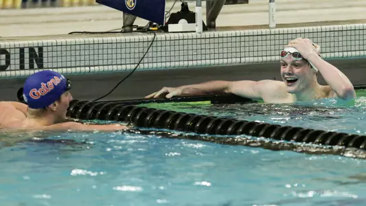 Georgia swimmer Jake Magahey set a new school record in the 500 freestyle Wednesday at the SEC Championships.