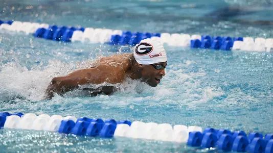 Georgia swimmer Camden Murphy competes in the 400 medley relay final at the 2021 NCAA Championships.