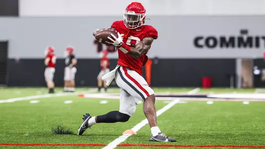 Georgia wide receiver Kearis Jackson (10) during the Bulldogs’ practice session in Athens, Ga., on Tuesday, April 6, 2021. (Photo by Tony Walsh)