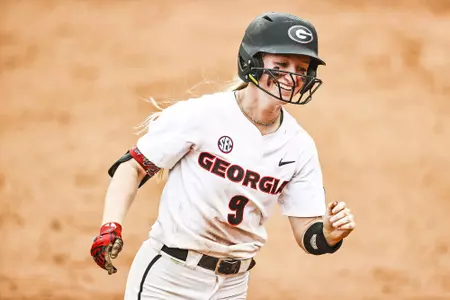 Sydney Chambley during the NCAA softball regional final at Jack Turner Stadium in Athens, Ga., on Sunday, May 23, 2021. (Photo by Tony Walsh)