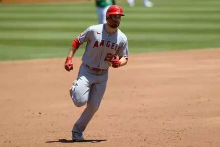 Jared Walsh MLB: Los Angeles Angels at Oakland Athletics