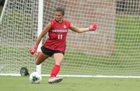 Georgia goalkeeper Emory Wegener (11) during the Bulldogs’ game against the Florida Gators on Sunday, September 27, 2020 at Donald R. Dizney Stadium in Gainesville, FL / UAA Communications photo by Tim Casey