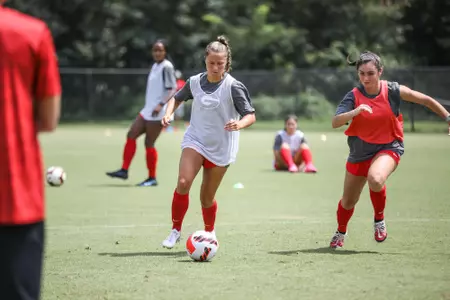 During the Bulldogs’ practice session at the Turner Soccer Complex in Athens, Ga., on Wednesday, Aug. 4, 2021. (Photo by Mackenzie Miles)