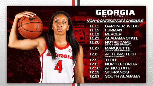 graphic for announcement of 2021-22 wbb non-conference schedule.