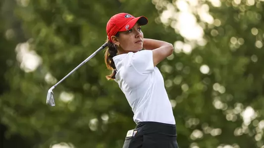 Georgia golfer Celeste Dao during the Bulldogs’ practice round at the UGA Golf Course in Athens, Ga., on Thursday, Nov. 5, 2020. (Photo by Tony Walsh)