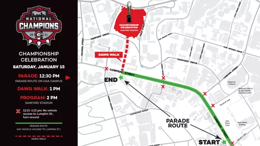 22FB National Championship Celebration Parade Map