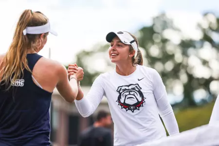 Georgia tennis player Guillermina Grant during the Sea Pines College Tournament at the Dan Magill Tennis Complex in Athens, Ga., on Saturday, Oct. 1, 2022. (Photo by Tony Walsh)