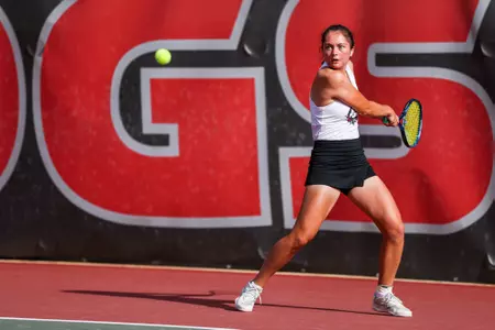 Georgia tennis player Anastasiia Lopata during the Sea Pines College Tournament at the Dan Magill Tennis Complex in Athens, Ga., on Saturday, Oct. 1, 2022. (Photo by Tony Walsh)