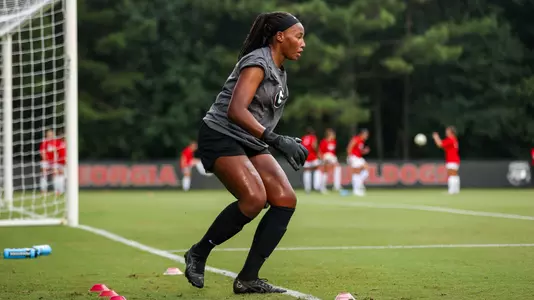 Georgia goalkeeper Jordan Brown (1) during an exhibition match against Duke at the Turner Soccer Complex in Athens, Ga., on Monday, Aug. 8, 2022. (Photo by Tony Walsh)
