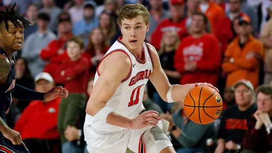 Feb. 5, 2022; Athens, Georgia, USA; Georgia Bulldogs forward Jaxon Etter (11) dribbles against the Auburn Tigers at Stegeman Coliseum. Mandatory Credit: Joshua L. Jones/Athens Banner-Herald via USA TODAY NETWORK