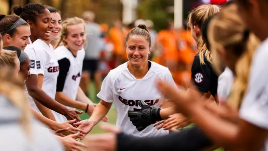 Georgia midfielder Abby Boyan (5) during a match against Tennessee at Turner Soccer Complex in Athens, Ga., on Sunday, Oct. 9, 2022. (Photo by Tony Walsh)