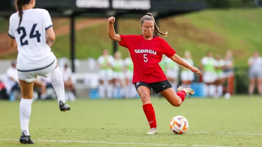 Georgia midfielder Abby Boyan (5) during a match against Georgia Southern at the Turner Soccer Complex in Athens, Ga., on Thursday, Aug. 18, 2022. (Photo by Tony Walsh)