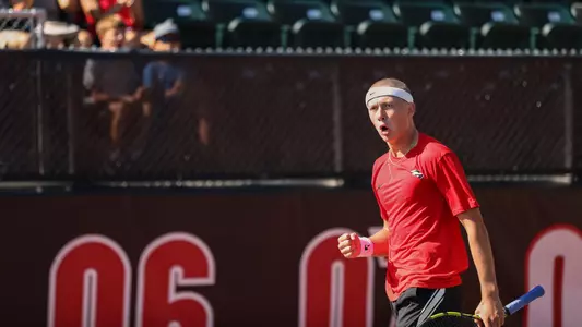 Georgia tennis player Ethan Quinn during the Southern Intercollegiate Championships against USC at the Dan Magill Tennis Complex in Athens, Ga., on Sunday, Sept. 18, 2022. (Photo by Kayla Renie)