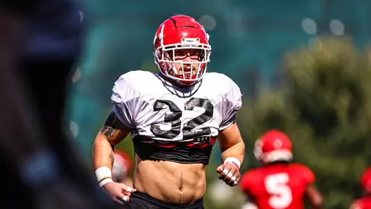 Georgia linebacker Chaz Chambliss (32) during the Bulldogsâ?? practice session in Athens, Ga., on Wednesday, Sept. 1, 2021. (Photo by Tony Walsh)