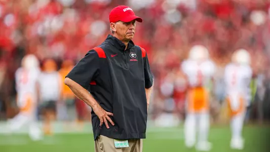 Georgia offensive coordinator and quarterbacks coach Todd Monken before Georgiaâ??s game against Tennessee on Dooley Field at Sanford Stadium in Athens, Ga., on Saturday, Nov. 5, 2022. (Photo by Tony Walsh)