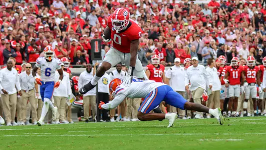 Georgia tight end Darnell Washington (0) during Georgia's game against Florida at TIAA Bank Field in Jacksonville, Fla., on Saturday, Oct. 29, 2022. (Photo by Kari Hodges)