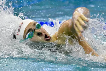 ATLANTA, GEORGIA - MARCH 23: Zach Hils of the University of Georgia Bulldogs competes in the 800-Yard Freestyle Relay during the 2022 NCAA Division I Men's Swimming & Diving Championship at the McAuley Aquatic Center on the campus of the Georgia Institute of Technology on March 23, 2022 in Atlanta, Georgia. (Photo by Mike Comer/NCAA Photos via Getty Images)