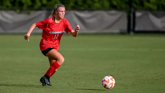 Georgia defender Madison Haugen (17) during a match against Georgia Southern at the Turner Soccer Complex in Athens, Ga., on Thursday, Aug. 18, 2022. (photo by Rob Davis)