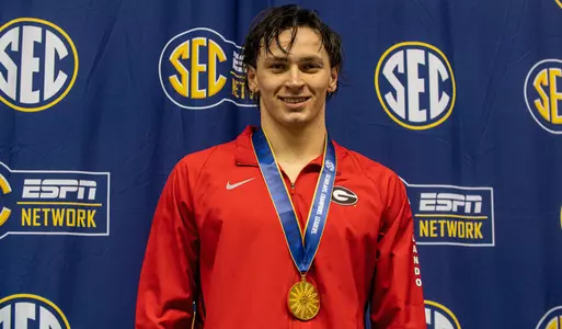 Sophomore Luca Urlando won the SEC Championship in the 100 butterfly Thursday evening.