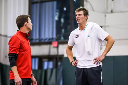 Georgia tennis player Tristan McCormick during a match against VCU on the Lindsey Hopkins Indoor Courts at the Dan Magill Tennis Complex in Athens, Ga., on Sunday, Jan. 30, 2022. (Photo by Tony Walsh)