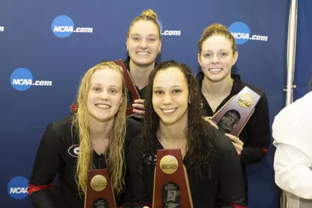 The 800 freestyle relay team of Maxine Parker, Dune Coetzee, Callie Dickinson, and Zoie Hartman finished fifth on the opening night of the NCAA Women's Championships in Atlanta.
