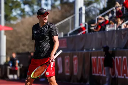 Georgia during a match against Texas at the Dan Magill Tennis Complex in Athens, Ga., on Tuesday, March 1, 2022. (Photo by Tony Walsh)