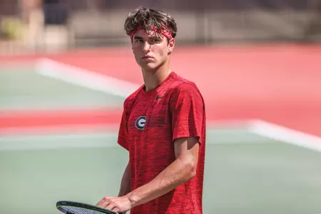 Georgia during a match against Ohio State at the Dan Magill Tennis Complex in Athens, Ga., on Friday, Sept. 24, 2021. (Photo by Mackenzie Miles)