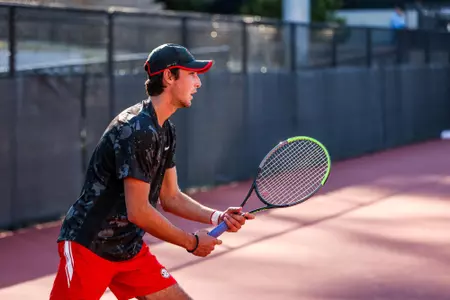 Georgia during a match against Texas at the Dan Magill Tennis Complex in Athens, Ga., on Tuesday, March 1, 2022. (Photo by Tony Walsh)
