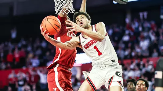 Georgia basketball player Jabri Abdur-Rahim (1) during a game against Alabama at Stegeman Coliseum in Athens, Ga., on Tuesday, Jan. 25, 2022. (Photo by Mackenzie Miles)
