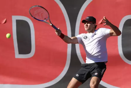Trent Bryde - Georgia vs. Mercer in a menÕs tennis match at Henry Feild Stadium in Athens , Ga., on Monday, Feb. 28, 2022. (Photo by Steven Colquitt)